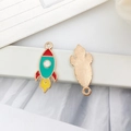 Colorful rocket zinc alloy pendant charms with a golden finish back for DIY jewelry making - Aviation Rocket
