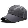 Dark gray breathable quick-dry sports cap with laser-cut holes and grey M logo - Dark Gray