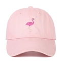 Cappellino da baseball rosa in cotone con ricamo fenicottero e visiera curva per il sole - Rosa