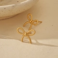 Elegant gold-plated 925 sterling silver bow knot earrings with twisted metal texture - 925 Silver / 18K Gold-B