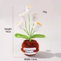 Handmade crochet lily of the valley potted plant ornament with cute anthropomorphic pot - Positive Potted-5 Lilies of the Valley White