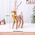 Nordic Christmas reindeer ornament in pink fabric with golden bow, 60cm height - Standing Reindeer Figurine (J220204)