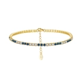 2MM adjustable S925 silver tennis bracelet with blue and white stones in gold finish - Machine-made Tennis Chain 2mm White And Blue Electroplated 14k Gold Approx. Weight: 3.33g