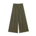 Army green high-waisted wide-leg trousers with refined texture on a white background - XS / Olive Green Pants