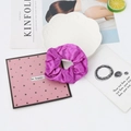 Glossy purple satin scrunchie shown with stylish props for a premium aesthetic look - 31#-Purple