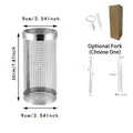 Portable stainless steel rolling BBQ grill basket with fork and hook accessories - Small Single Pack with Fork + Hook