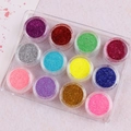 Lot de 12 couleurs de paillettes en écailles de poisson pour couture et loisirs créatifs - Boîte 7 Poudre de Paillettes Fines