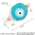Waterdrop natural freshwater pearl charm with Evil Eye enamel and gold ring - Turquoise Evil Eye (L344503)