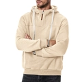 Men's heavyweight apricot half-zip hoodie with fleece lining and ribbed cuffs - S / Khaki