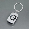 Polished silver stainless steel keychain featuring a hollow capital letter G pendant - Polished Alphabet Letter G