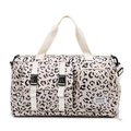 Leopard print nylon travel duffel bag with separate shoe compartment and wide straps - Off White