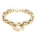 Bracelet chaîne byzantine dorée avec pendentif cœur ajouré et petits cristaux brillants - Bracelet Or (KB151905-Z)