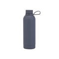 Matte dark grey 304 stainless steel sports water bottle with matching silicone handle strap - Gray