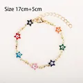 Golden chain bracelet with colorful evil eye star pendants and lobster clasp fastener - Multicolor Star Eye