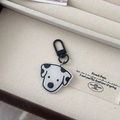 Cartoon dalmatian acrylic keychain with black marble spots and matte metal clasp - Spotted Stone