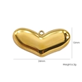 Polierter herzförmiger Anhänger aus 14K vergoldetem Edelstahl mit glänzendem Spiegel-Finish - Stromlinienförmiger Herzanhänger (15x24mm)