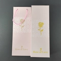 Pink gift box and matching carry bag with gold rose patterns and Rose of Love text - Pink Box + Handbag