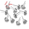 Orecchini a perno 6mm in acciaio inox con strass e perno 15mm per creazione di gioielli - Colore Acciaio-6mm-Anello Verticale