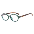 Occhiali da sole ovali rétro con montatura verde scuro e stanghette in tartaruga scura - Montatura Verde