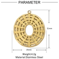 Technical drawing of gold stainless steel oval pendant with 31mm length and 25mm width - Oval Braided Pendant (VG971)