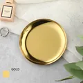 Plateau de rangement rond en acier inoxydable doré minimaliste pour bijoux chic - Doré / 10*10CM
