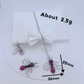 Three insect ant-shaped pendants in copper with zircons and silver chain necklaces - Ant Style Silver With Black/Pink Stones (#1)