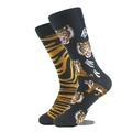 Chaussettes asymétriques avec imprimé tigre noir et rayures de tigre orange vif - Taille unique / Chaussettes AB Tigre Noir et Orange (10138)