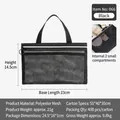 Black polyester mesh travel toiletry bag with zipper and dual interior pockets - 066 Style Black