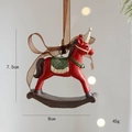 Red Christmas rocking horse resin pendant with ribbon, size 7.5x8cm and weight 45g - Red Unicorn