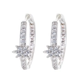 Close-up of silver star-shaped hoop earrings with sparkling micro-pave cubic zirconia - Platinum - White Zirconia
