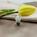 Miniature ice cream sundae charm in black and white with pink straw for DIY accessories - Grey Ice Cream