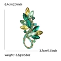 Eleganter Gold-Legierung Blumenbrosche mit grünen Kristallen für Anzüge und Mäntel - Grün