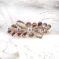 Vintage gold hair clip with amber crystals and rhinestones in flower design - Abundant Flowers / Champagne Gold