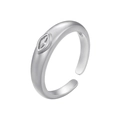 Minimalist silver gold-plated open ring featuring a clear marquise zircon stone centerpiece - White Gold