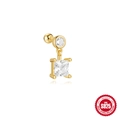 Golden S925 sterling silver stud earring with round and square sparkling zircon stones - Gold #1