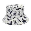 Close-up of tie-dye bucket hat featuring thick cotton canvas and reinforced brim stitching - M (56-58cm) / Navy Blue
