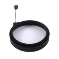 Round black silicone egg ring mold with a convenient metal handle for perfect frying - Round / Black