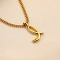 Elegant 18K gold-plated stainless steel necklace featuring a cursive letter pendant - Letter I (Pendant Only)