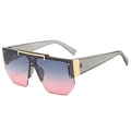 Occhiali da sole oversize alla moda con lenti sfumate blu-rosa e montatura grigio chiaro - Montatura Grigia Lenti Sfumate Grigio Rosa