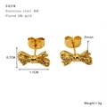 18K gold plated bow earrings in 304 stainless steel with zircon, 1.1x0.7cm size - Simple Bow Style (S-E278)