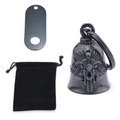Guardian Bell motorcycle pendant in black plating with wings relief and storage pouch - Black Matching Set 2