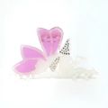 Elegant butterfly acetate hair claw clip with white wings, pink accents, and sparkling crystals - Pure White Pink Fairy
