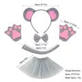 5-piece grey mouse costume set for kids including ears headband and tutu skirt - 5-Piece Set (Full Grey Set) / Gray