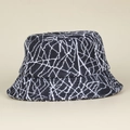 Knitted bucket hat with black and white spider web pattern for sun protection - M (56-58cm) / White