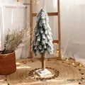 Miniature 60cm snow-covered Christmas tree with wooden base for holiday tabletop decor - 60CM