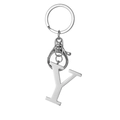 Polished silver stainless steel alphabet keychain featuring capital letter Y pendant - Letter Y / Steel