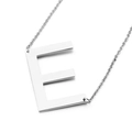 Polished silver stainless steel necklace featuring a large capital letter E pendant - Letter E (KN26361-K)