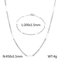 Titanium steel jewelry set with white cylindrical charms including necklace and bracelet - Steel (White Beads)