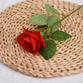 Single realistic red silk artificial rose flower for home and wedding decoration - Red