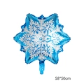 Blue snowflake foil balloon 58x50cm with white patterns for Christmas party decor - Medium Snowflake